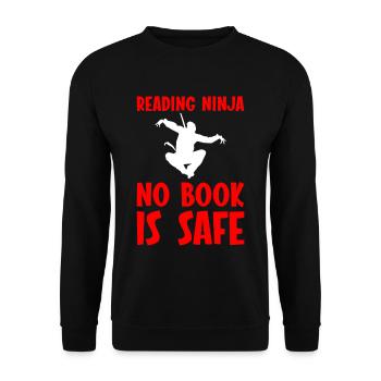 Reading Ninja, No Book Is Safe 4 - Unisex Pullover - Schwarz - Vorne - Alina (178cm) & Michal (187cm)
