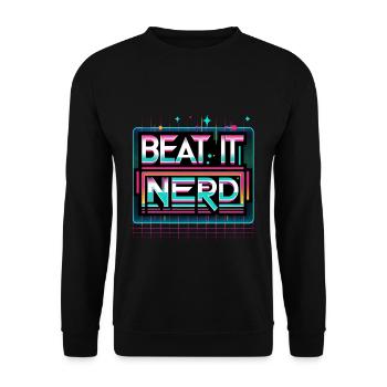 Battez-le Nerd 15 - Sweat-shirt Unisexe - noir - Devant - Alina (178cm) & Michal (187cm)