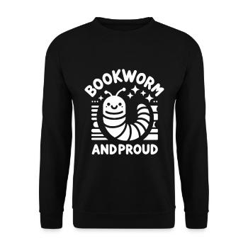 Bookworm and Proud - Unisex Pullover - Schwarz - Vorne - Alina (178cm) & Michal (187cm)