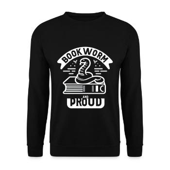 Bookworm and Proud 2 - Unisex Pullover - Schwarz - Vorne - Alina (178cm) & Michal (187cm)