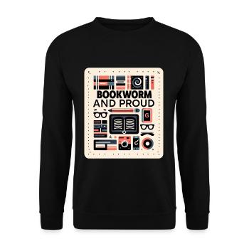 Bookworm and Proud 7 - Unisex Pullover - Schwarz - Vorne - Alina (178cm) & Michal (187cm)