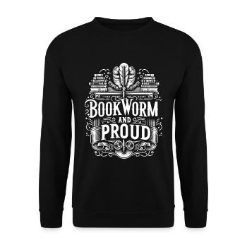 Bookworm and Proud 3 - Unisex Pullover - Schwarz - Vorne - Alina (178cm) & Michal (187cm)