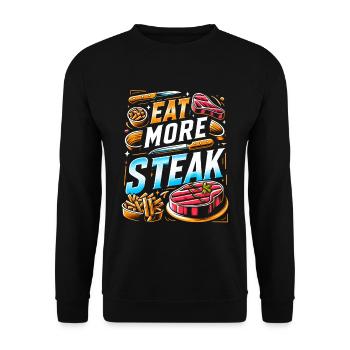 Eat More Steak 12 - Unisex Sweatshirt - black - Front - Alina (178cm) & Michal (187cm)