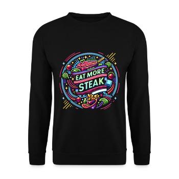 Eat More Steak 14 - Unisex Sweatshirt - black - Front - Alina (178cm) & Michal (187cm)