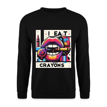 I Eat Crayons 19 - Unisex Sweatshirt - black - Front - Alina (178cm) & Michal (187cm)
