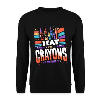 I Eat Crayons 17 - Unisex Sweatshirt - black - Front - Alina (178cm) & Michal (187cm)