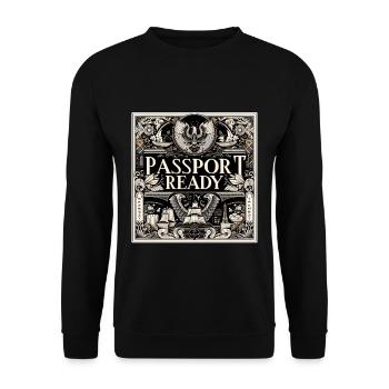 Passport Ready 8 - Unisex Sweatshirt - black - Front - Alina (178cm) & Michal (187cm)
