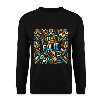 Relax I Can Fix It 33 - Unisex Sweatshirt - black - Front - Alina (178cm) & Michal (187cm)