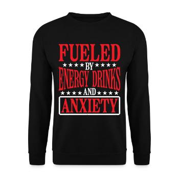 Alimenté par les boissons énergisantes et l’anxiété 6 - Sweat-shirt Unisexe - noir - Devant - Alina (178cm) & Michal (187cm)