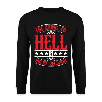 Je vais en enfer dans toutes les religions 5 - Sweat-shirt Unisexe - noir - Devant - Alina (178cm) & Michal (187cm)