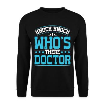 Knock Knock Who's There Doctor 25 - Unisex Pullover - Schwarz - Vorne - Alina (178cm) & Michal (187cm)