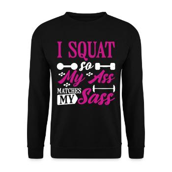 Je Squat De Sorte Que Mon Cul Correspond À Mon Sass 9 - Sweat-shirt Unisexe - noir - Devant - Alina (178cm) & Michal (187cm)