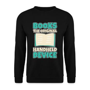 Books The Original Handheld Device 2 - Unisex Sweatshirt - black - Front - Alina (178cm) & Michal (187cm)