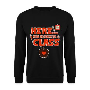 Ici... Retournez maintenant à la classe 2 - Sweat-shirt Unisexe - noir - Devant - Alina (178cm) & Michal (187cm)