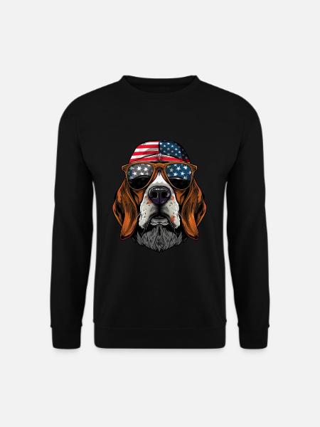 Beagle Dog with American Sunglasses - Unisex Sweatshirt - black