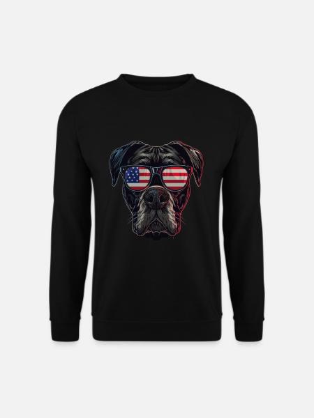 Boxer with American Sunglasses - Unisex Sweatshirt - black