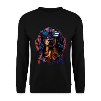 Dachshund with American Sunglasses - Unisex Sweatshirt - black - Front - Alina (178cm) & Michal (187cm)