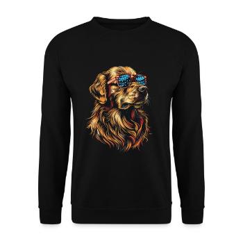 Golden Retriever with American Sunglasses - Unisex Sweatshirt - black - Front - Alina (178cm) & Michal (187cm)