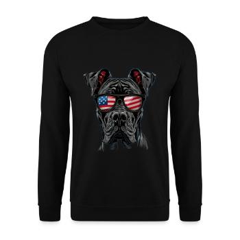 Great Dane with American Sunglasses - Unisex Sweatshirt - black - Front - Alina (178cm) & Michal (187cm)
