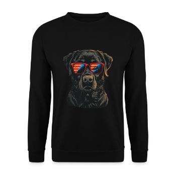 Labrador Retriever with American Sunglasses - Unisex Sweatshirt - black - Front - Alina (178cm) & Michal (187cm)