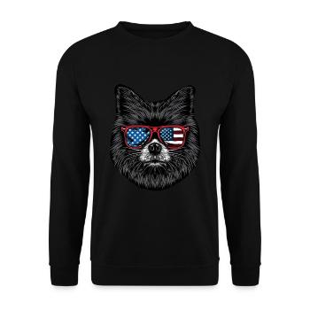 Pomeranian with American Sunglasses - Unisex Sweatshirt - black - Front - Alina (178cm) & Michal (187cm)