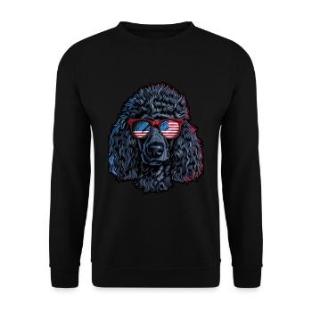 Poodle with American Sunglasses - Unisex Sweatshirt - black - Front - Alina (178cm) & Michal (187cm)