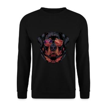 Rottweiler with American Sunglasses - Unisex Sweatshirt - black - Front - Alina (178cm) & Michal (187cm)