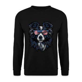 Shetland Sheepdog with American Sunglasses - Unisex Sweatshirt - black - Front - Alina (178cm) & Michal (187cm)