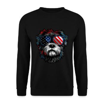 Shih Tzu with American Sunglasses - Unisex Sweatshirt - black - Front - Alina (178cm) & Michal (187cm)