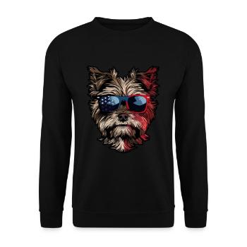 Yorkshire Terrier with American Sunglasses - Unisex Sweatshirt - black - Front - Alina (178cm) & Michal (187cm)