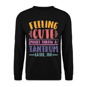 Feeling Cute, Might Throw A Tantrum Later, Idk 23 - Unisex Pullover - Schwarz - Vorne - Alina (178cm) & Michal (187cm)