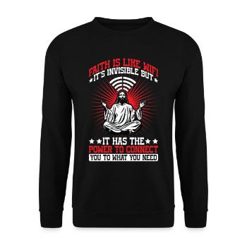 Faith Is Like Wifi, It's Invisible But 26 - Unisex Pullover - Schwarz - Vorne - Alina (178cm) & Michal (187cm)