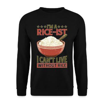I'm A Rice-ist I Can't Live Without Rice 6 - Unisex Pullover - Schwarz - Vorne - Alina (178cm) & Michal (187cm)