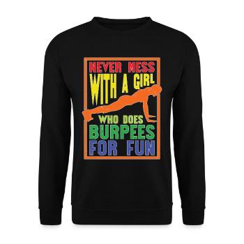 Never Mess With A Girl Who Does Burpees For Fun 6 - Unisex Sweatshirt - black - Front - Alina (178cm) & Michal (187cm)