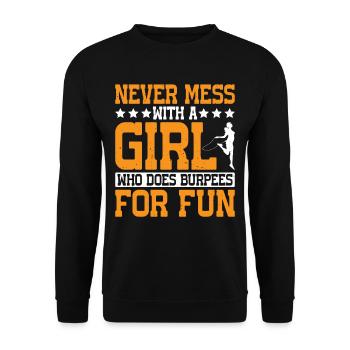 Ne Jouez Jamais Avec Une Fille Qui Fait Des Burpees Pour Le Plaisir 7 - Sweat-shirt Unisexe - noir - Devant - Alina (178cm) & Michal (187cm)
