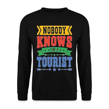 Nobody Knows I'm A Tourist 18 - Unisex Sweatshirt - black - Front - Alina (178cm) & Michal (187cm)
