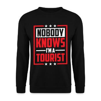 Nobody Knows I'm A Tourist 19 - Unisex Sweatshirt - black - Front - Alina (178cm) & Michal (187cm)