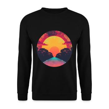 Rétro Coucher de soleil Extérieur Années 80 Vintage - Sweat-shirt Unisexe - noir - Devant - Alina (178cm) & Michal (187cm)