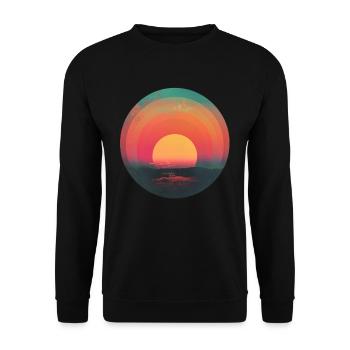 Rétro Coucher de soleil Extérieur Nature Années 80 Vintage - Sweat-shirt Unisexe - noir - Devant - Alina (178cm) & Michal (187cm)