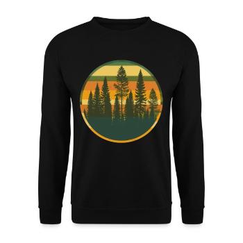 Coucher de soleil Forêt Nature Extérieur Rétro Années 80 Vibe 2 - Sweat-shirt Unisexe - noir - Devant - Alina (178cm) & Michal (187cm)