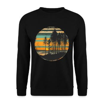 Coucher de soleil Forêt Nature En plein air Rétro Ambiance des années 80 - Sweat-shirt Unisexe - noir - Devant - Alina (178cm) & Michal (187cm)