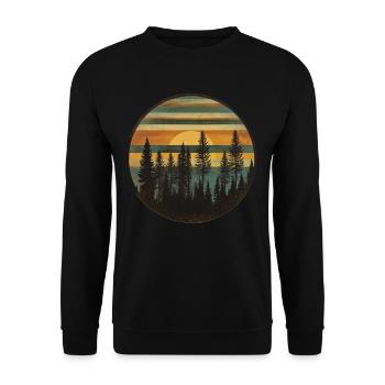 Coucher de soleil Forêt Nature Extérieur Rétro Ambiance des années 80 3 - Sweat-shirt Unisexe - noir - Devant - Alina (178cm) & Michal (187cm)