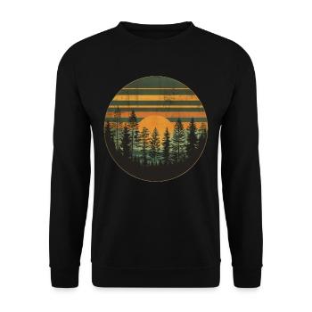 Coucher de soleil Forêt Nature Extérieur Rétro Ambiance des années 80 4 - Sweat-shirt Unisexe - noir - Devant - Alina (178cm) & Michal (187cm)