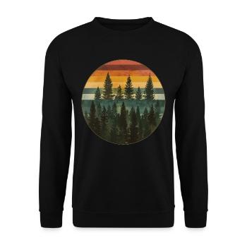 Sunset Forest Nature Outdoors Retro 80s Vibe 6 - Unisex Sweatshirt - black - Front - Alina (178cm) & Michal (187cm)