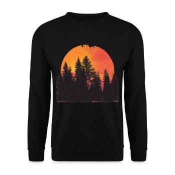 Sunset Forest Silhouette Extérieur Rétro Années 80 Vibe 2 - Sweat-shirt Unisexe - noir - Devant - Alina (178cm) & Michal (187cm)