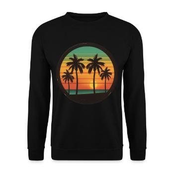 Sunset Palms Silhouette Rétro 80's Vintage Extérieur - Sweat-shirt Unisexe - noir - Devant - Alina (178cm) & Michal (187cm)