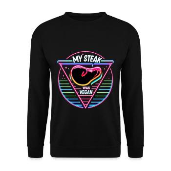 My Steak Was Vegan 9 - Unisex Pullover - Schwarz - Vorne - Alina (178cm) & Michal (187cm)