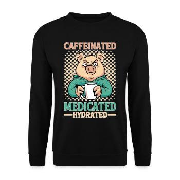 Caffeinated Medicated Hydrated - Unisex Sweatshirt - black - Front - Alina (178cm) & Michal (187cm)