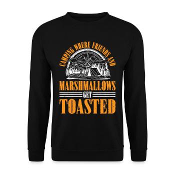Camping Where Friends and Marshmallows Toast 3 - Unisex Pullover - Schwarz - Vorne - Alina (178cm) & Michal (187cm)