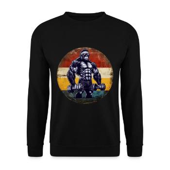 Muscular Gorilla Bodybuilder Gym Workout Sunset - Unisex Pullover - Schwarz - Vorne - Alina (178cm) & Michal (187cm)